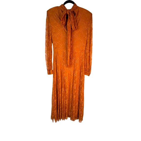 ZARA Vintage Inspired Small Lace Midi Dress In Burnt Orange - Picture 3 of 14
